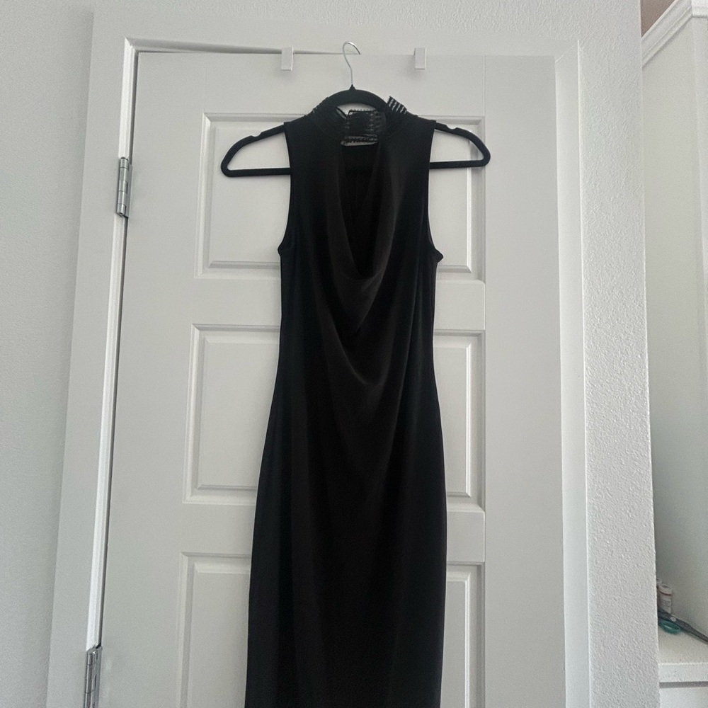 Mystic Black Plunge Sheath Maxi Dress
